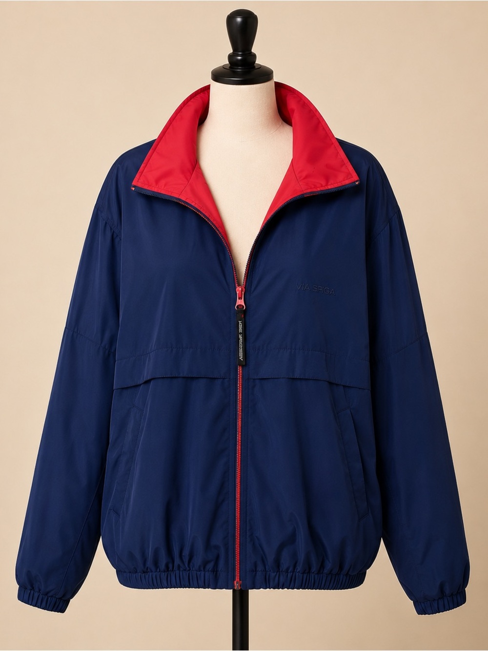 Port Authority Navy Bomber Jacket with Red Lining